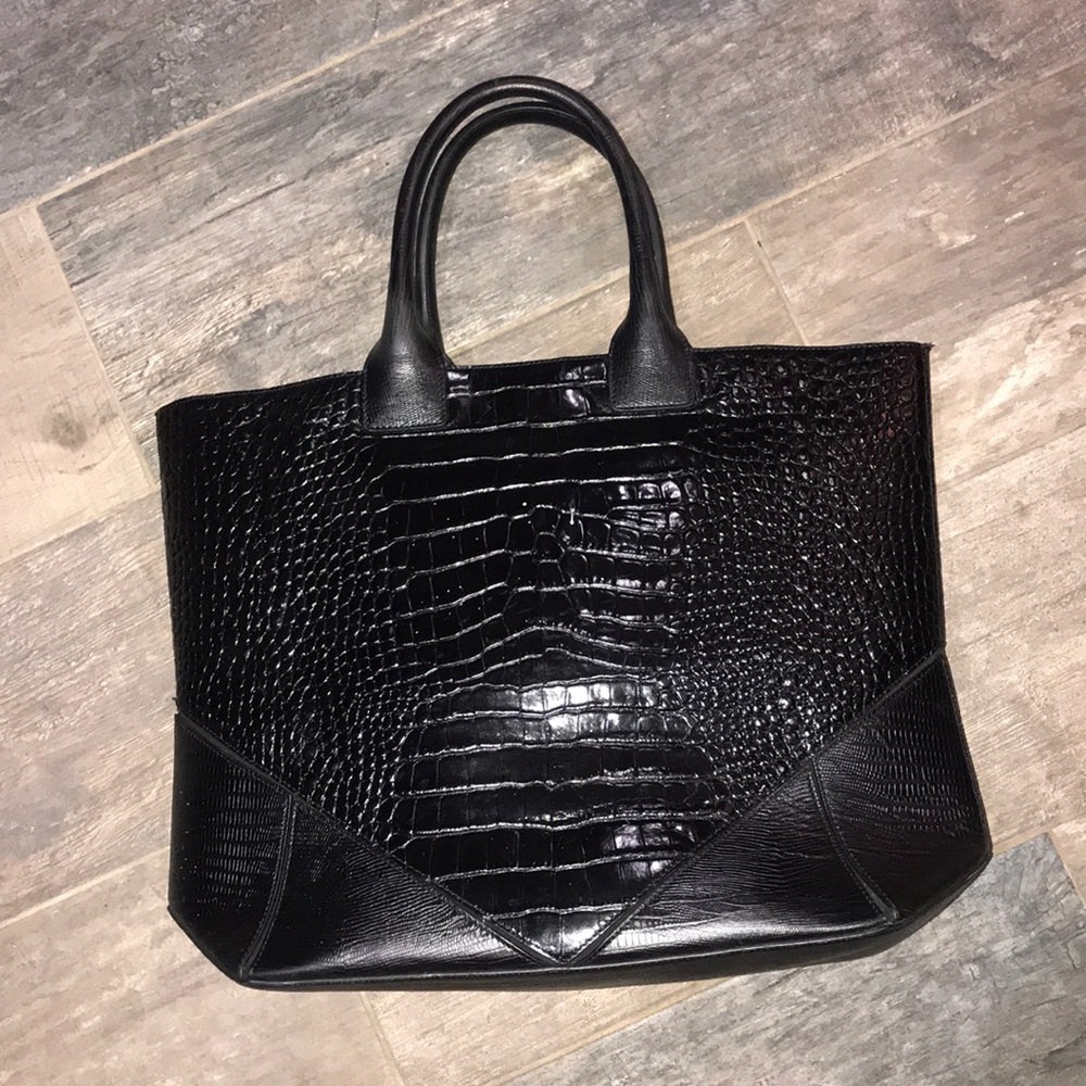 Black Crocodile Pressed Calf Skin Purse